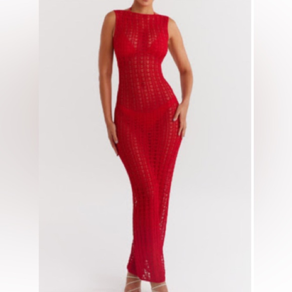 Red Knit Maxi Coverup